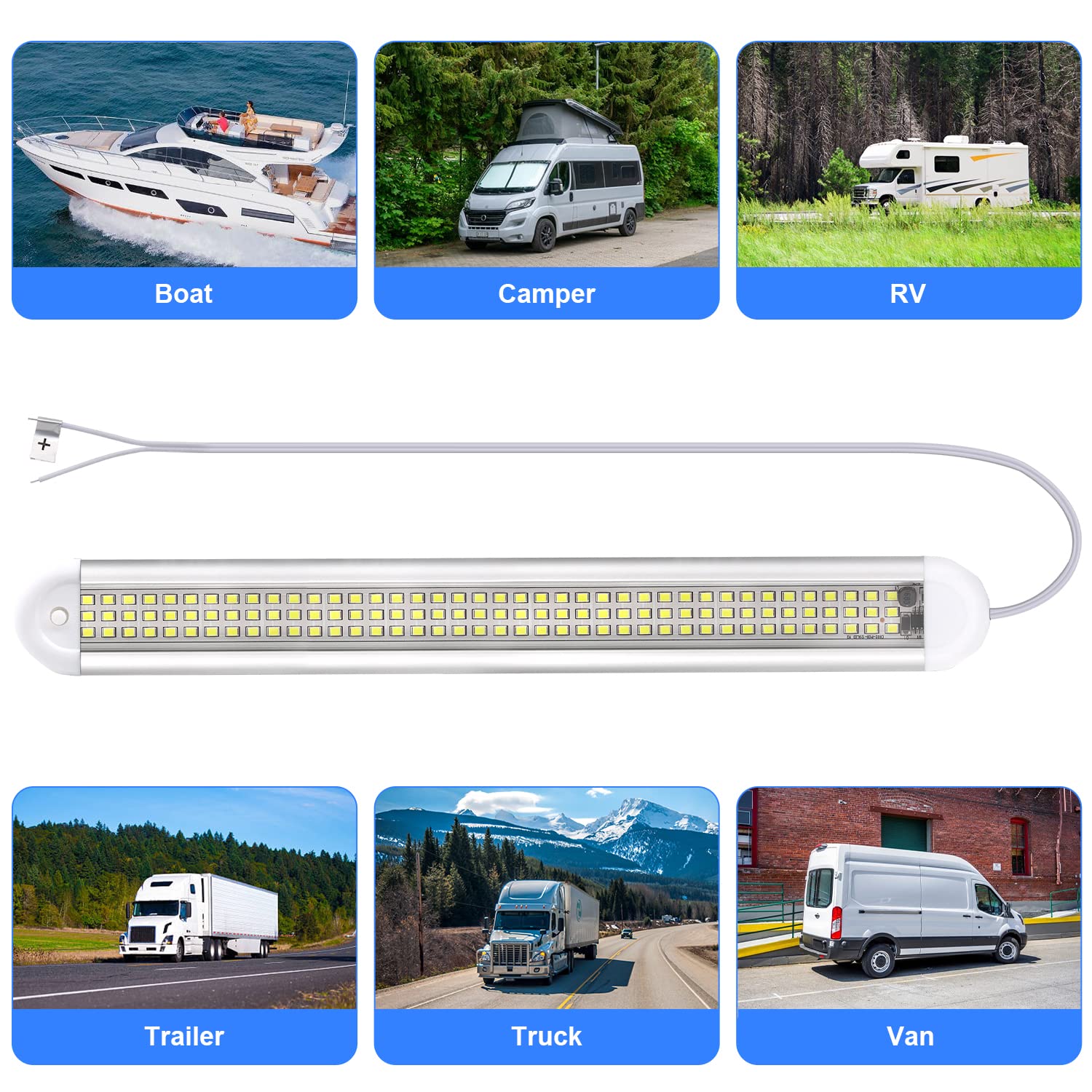 RVZONE 12V LED interior light bar extension cable visible