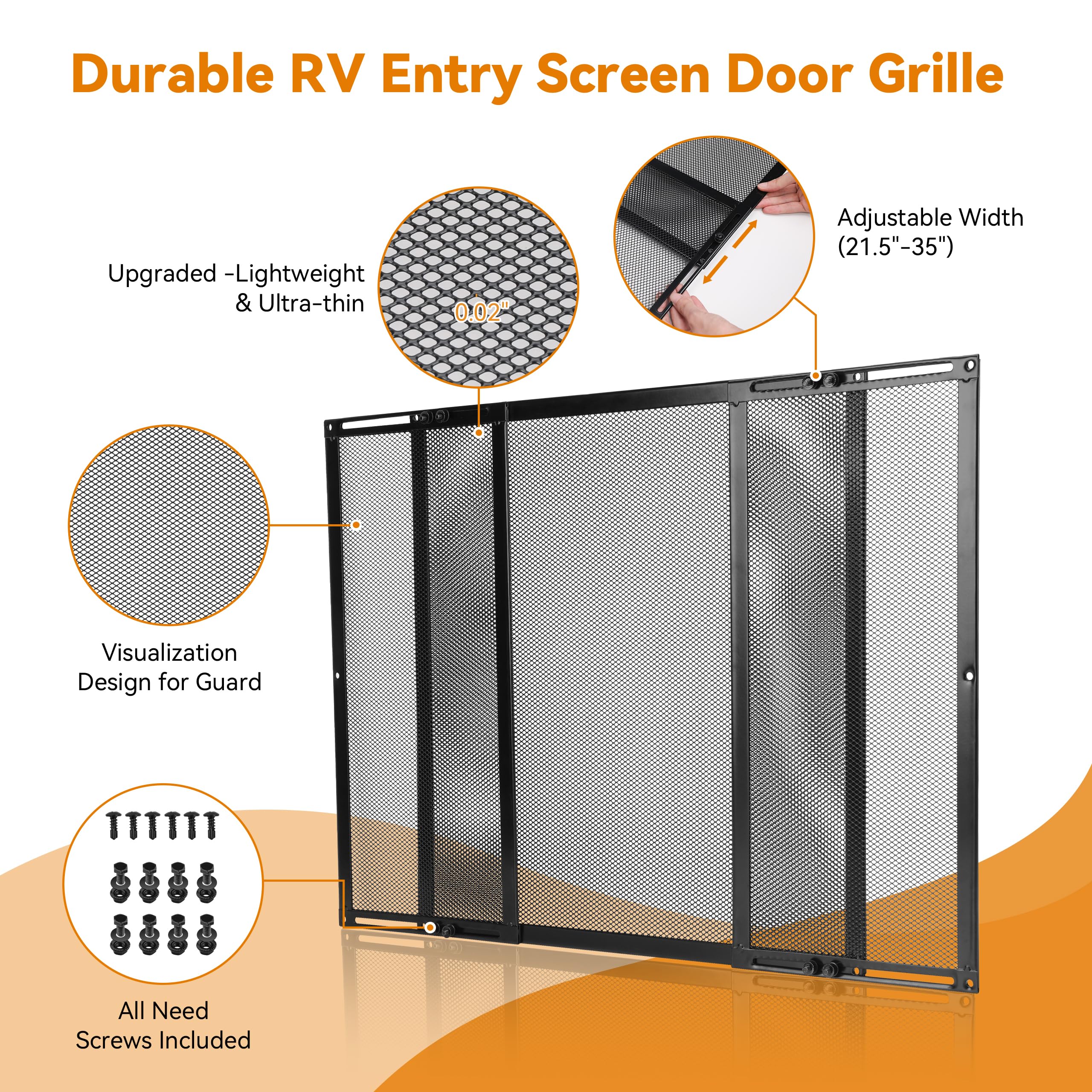 RVZONE Dog and Kid Safe Door Guard helps manage pets and children safely.