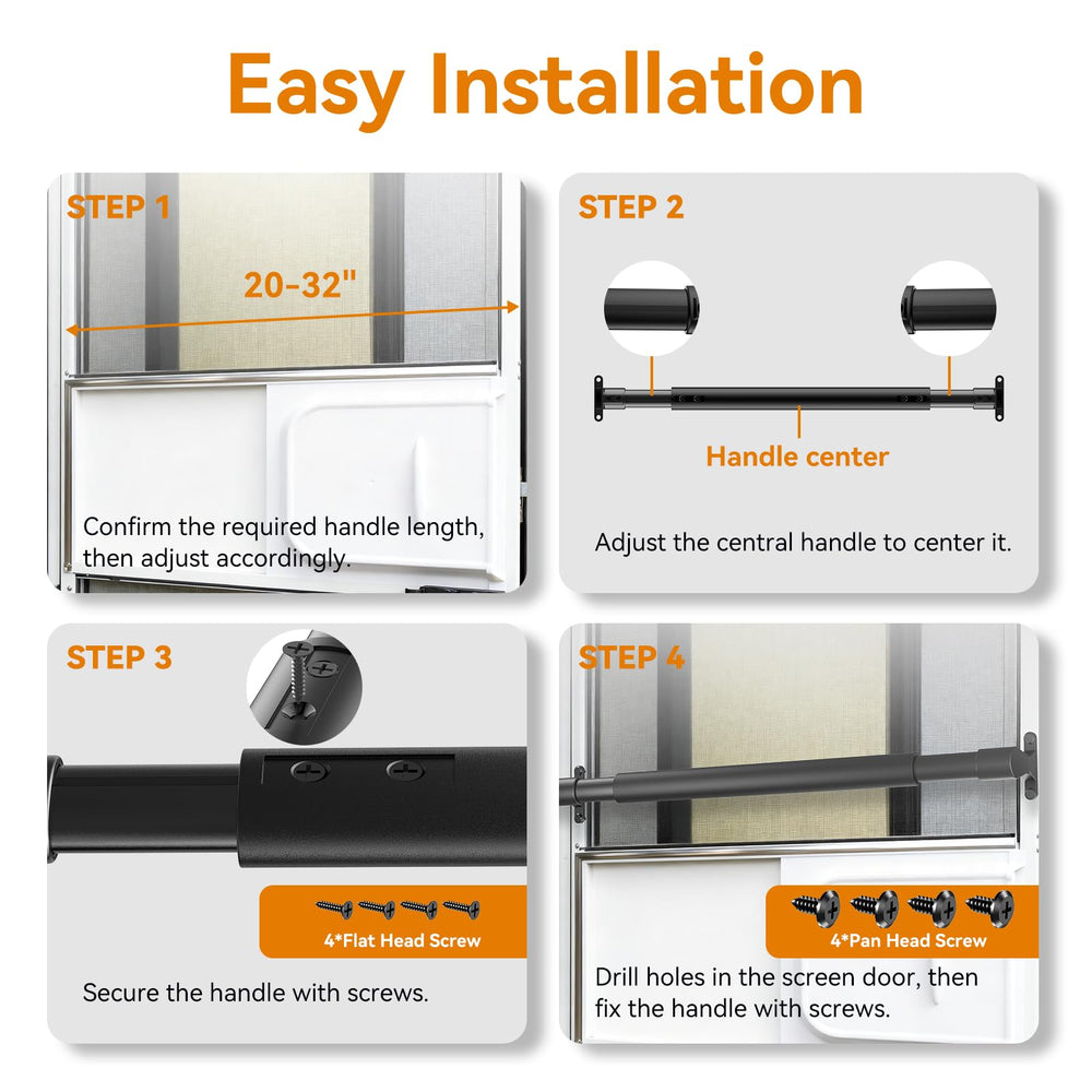 Ergonomic grip on RVZONE screen door handle enables comfortable pushing and pulling.
