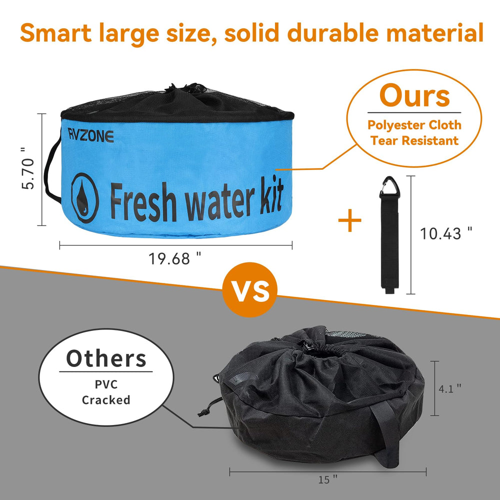 RVZONE black bag designed for camper accessories, easy identification in a storage bin.