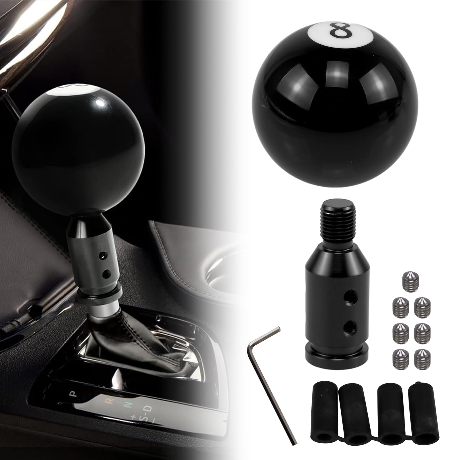 RYANSTAR RACING black 8-round knob front view with premium acrylic finish.