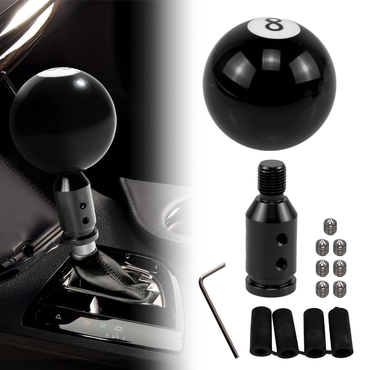 RYANSTAR RACING black 8-round knob front view with premium acrylic finish.
