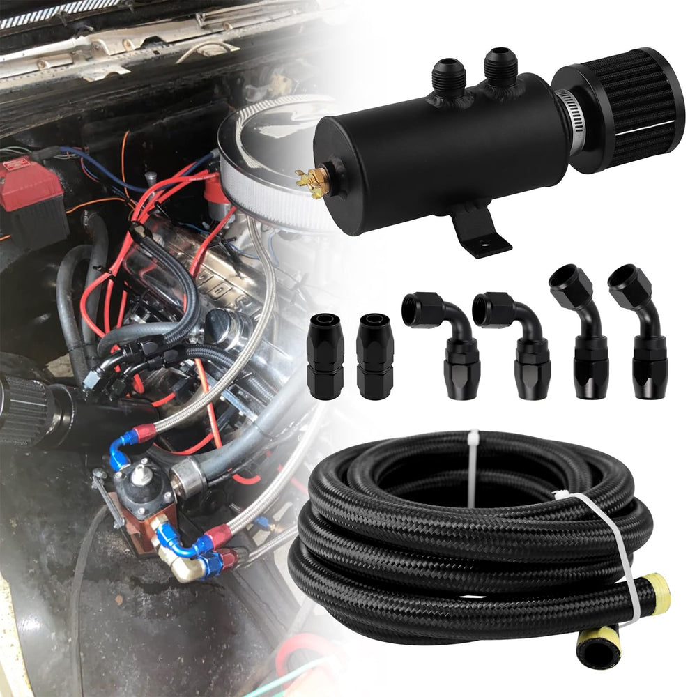 RYANSTAR RACING 750ml baffled oil catch can for efficient capture and easy drainage.