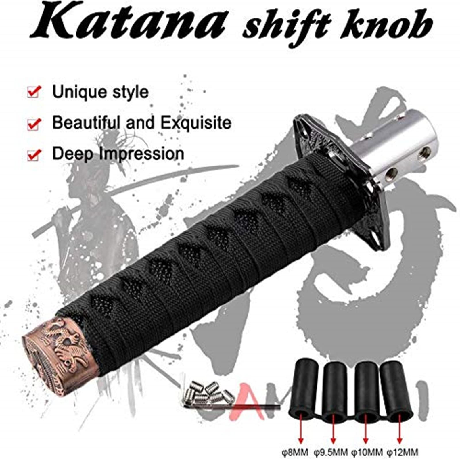 RYANSTAR RACING katana shift knob close-up highlights durable alloy and braided pattern.
