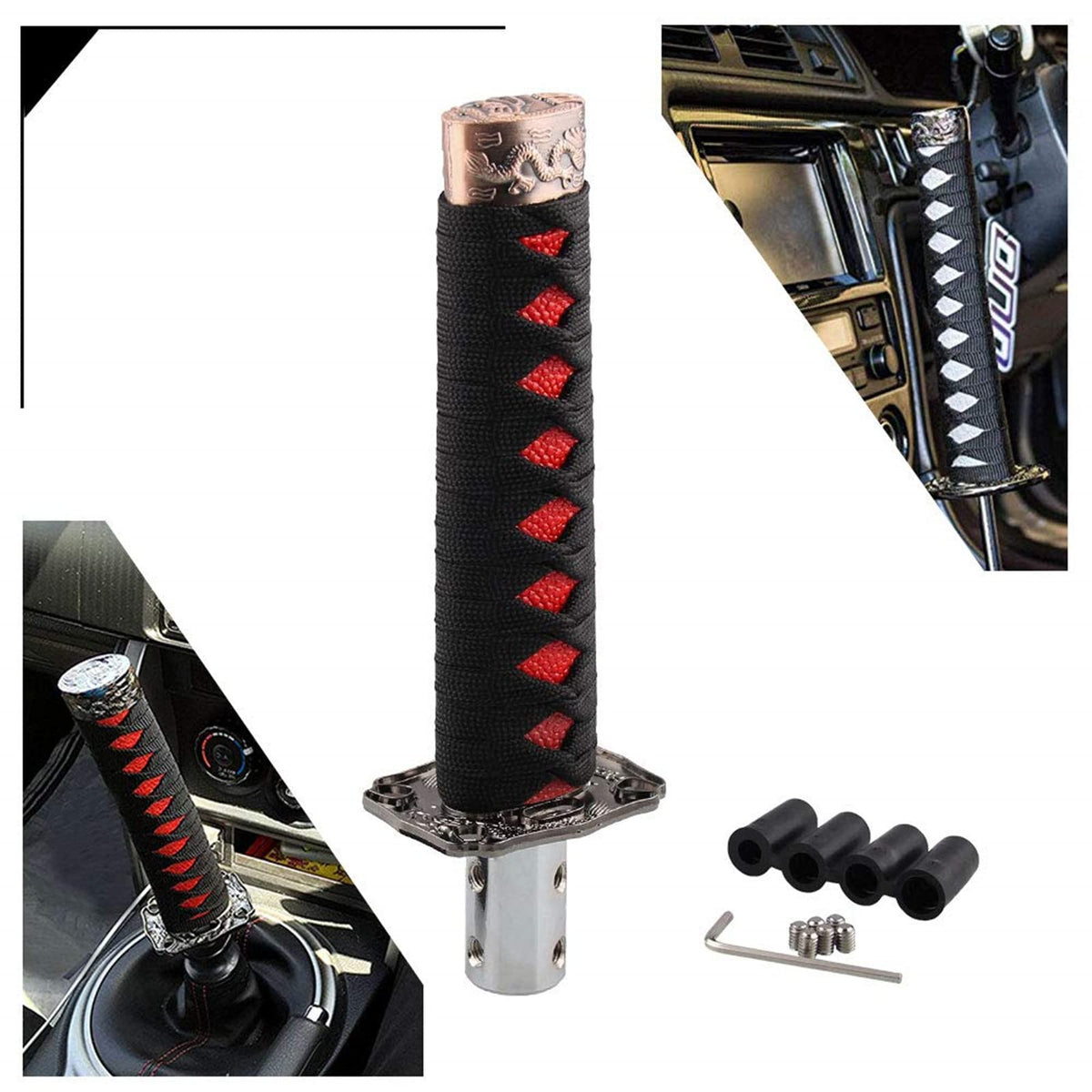 RyanStar Racing Katana shift knob with samurai sword design enhances interior style and grip.
