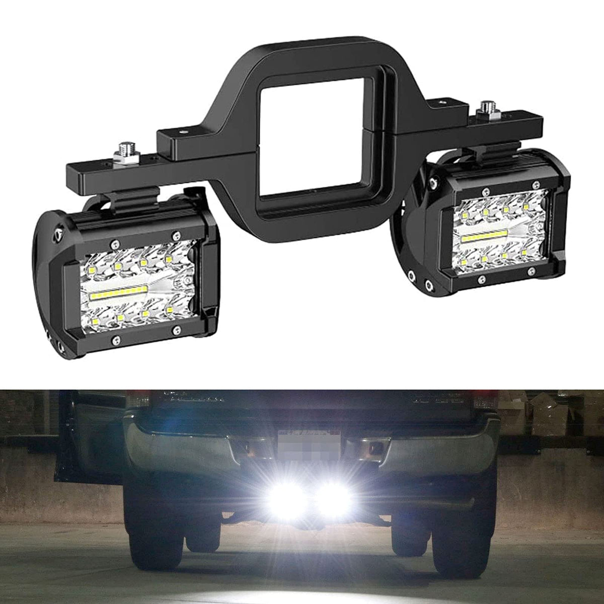 RYANSTAR RACING tow hitch LED lights front view with 4 inch pods for enhanced visibility
