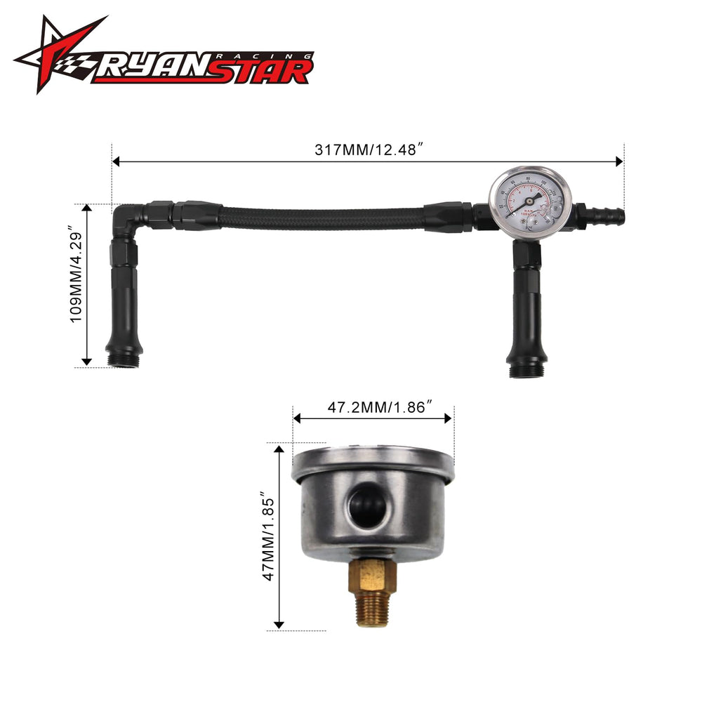 RYANSTAR RACING vacuum gauge assembly shows 0-150 psi for tuning visibility