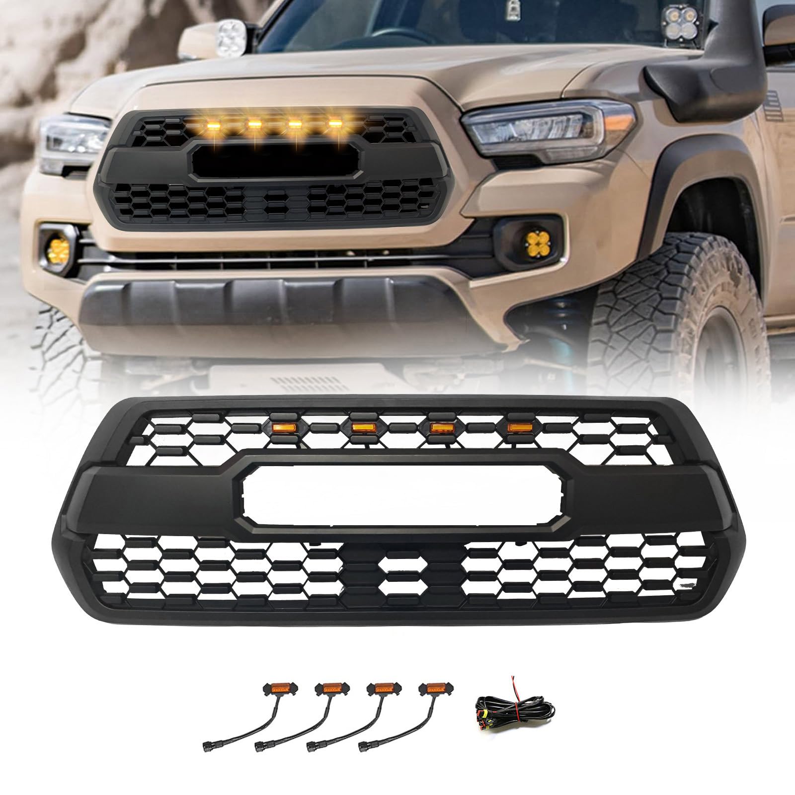 Ryansunoro front grill for Toyota Tacoma enhances rugged style and airflow.