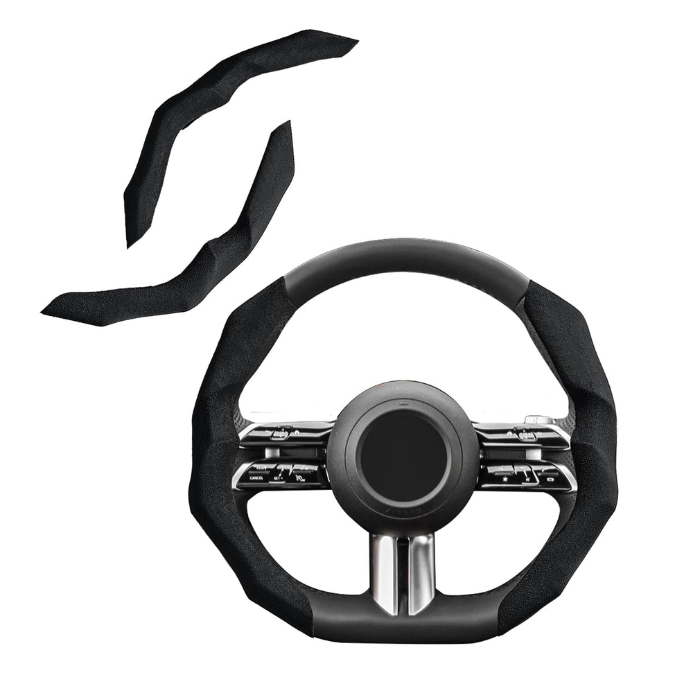 RYCELYSIAN suede steering wheel cover close-up shows premium grip