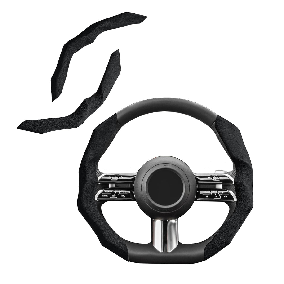 RYCELYSIAN suede steering wheel cover close-up shows premium grip