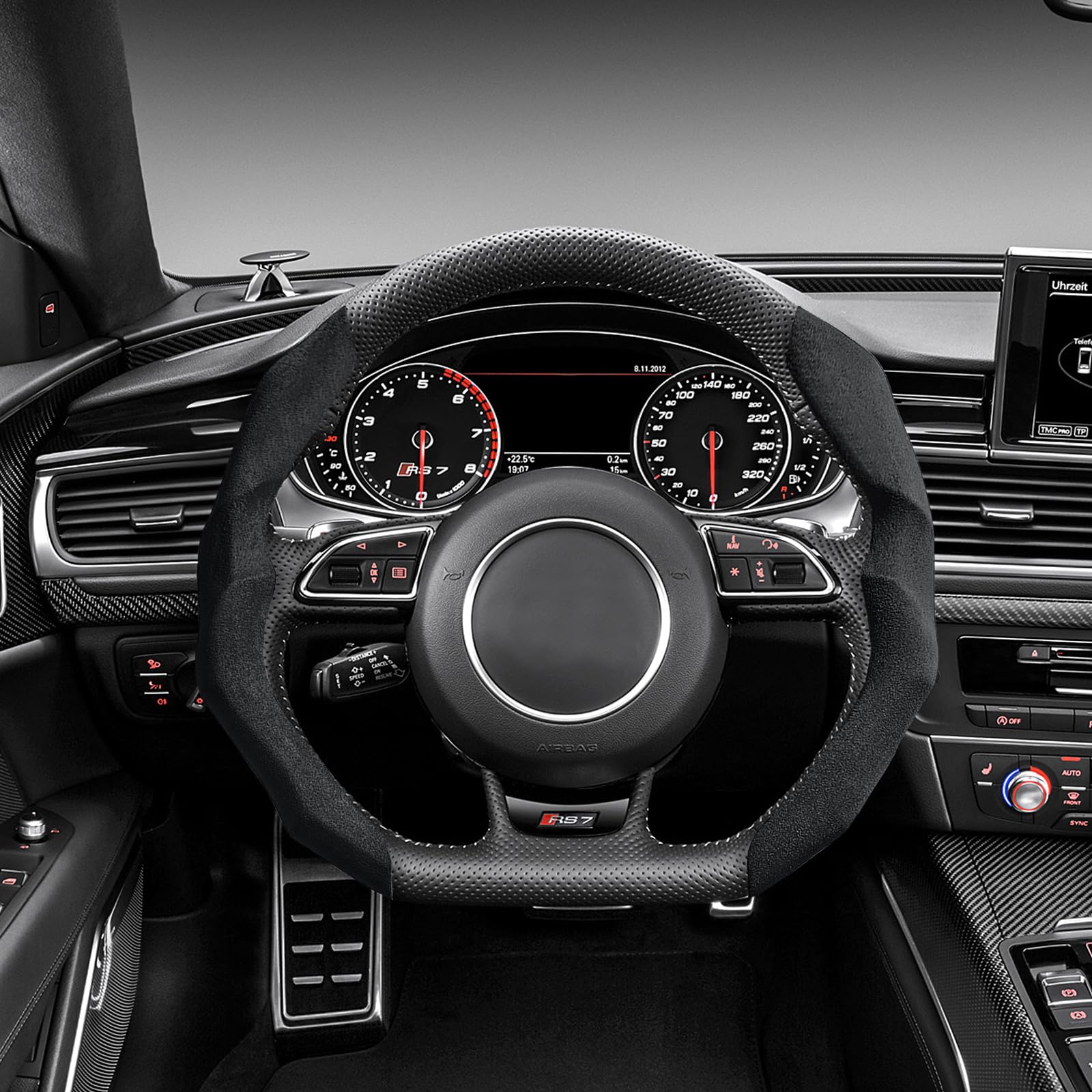 RYCELYSIAN suede steering wheel cover two-piece set ready for car use
