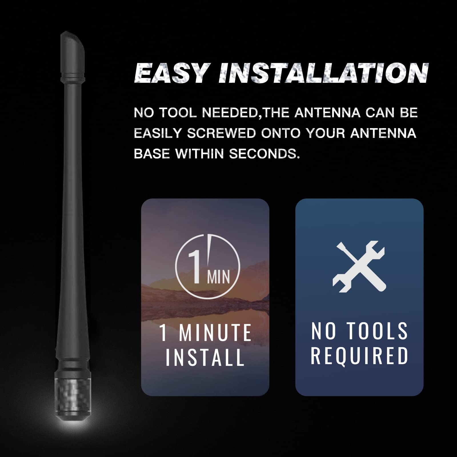 Rydonair short antenna for GMC Sierra demonstrates quick install and clean look.