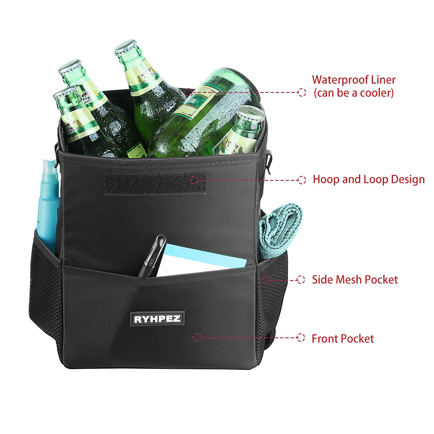 Ryhpez leakproof lining makes cleanup quick after spills.
