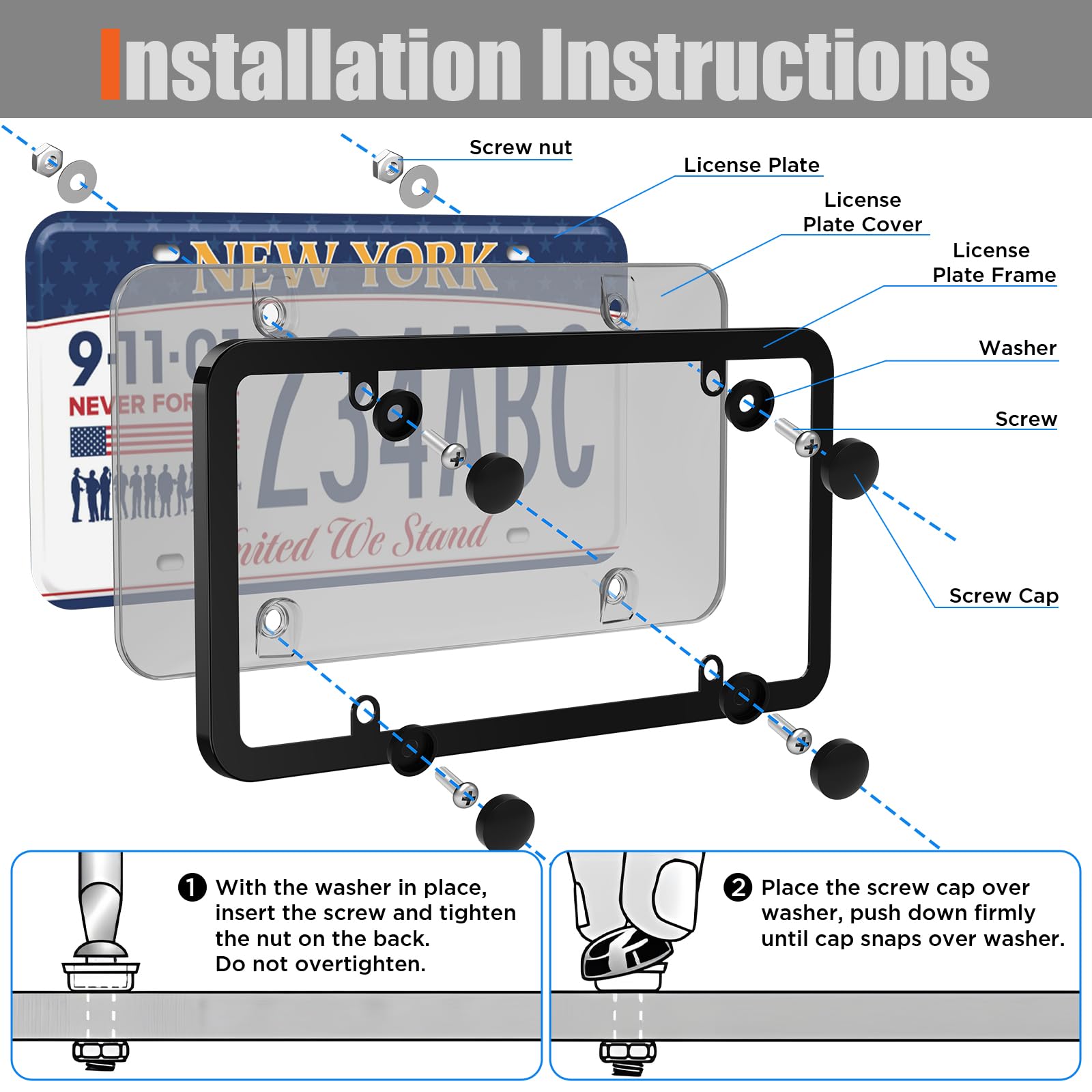 RYHYC 2 pack license plate frame durable ABS frame resists fading