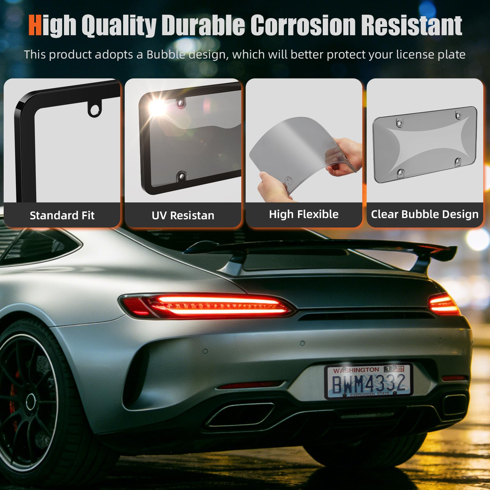 RYHYC 2 pack license plate frame universal-fit on-car mounting