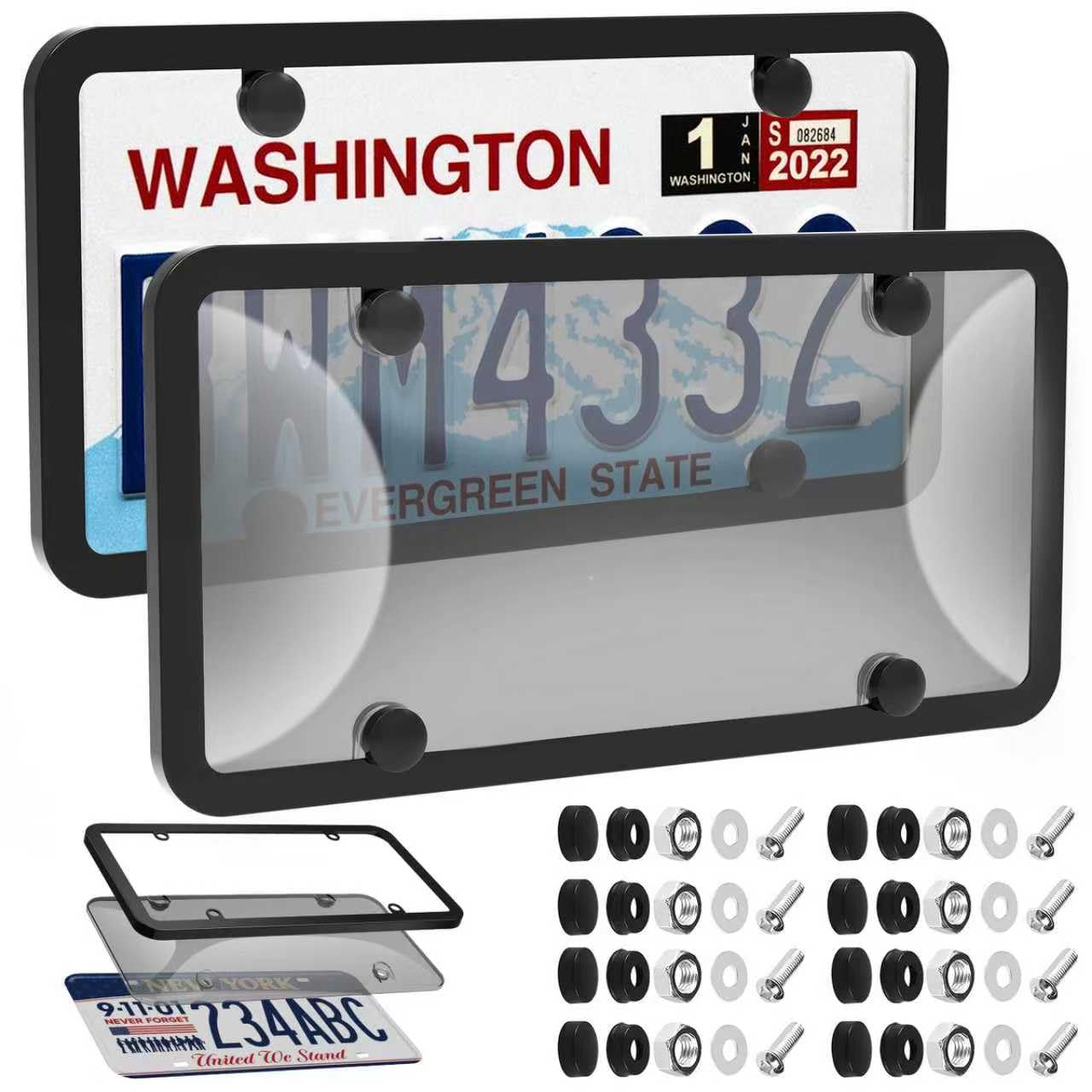 RYHYC 2-pack license plate protector frame shields plates from wear.