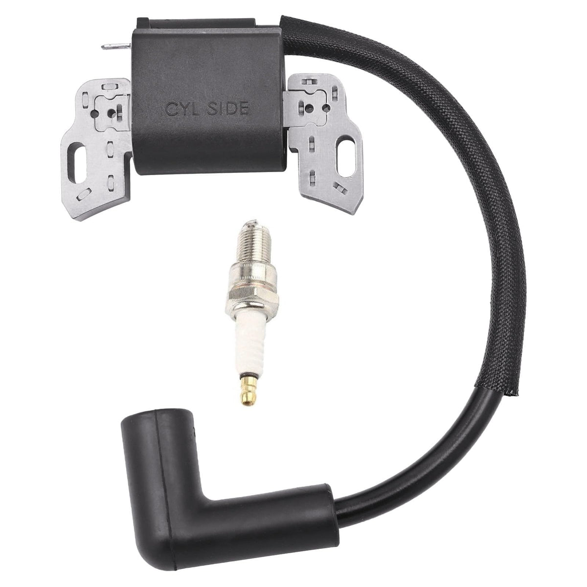 RYTIME ignition coil close-up for 84005272 improving spark consistency in Briggs & Stratton engines.