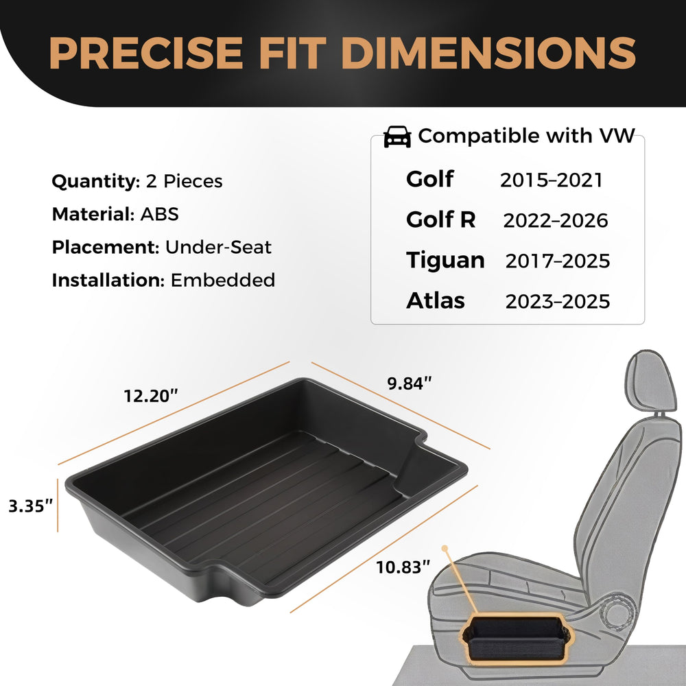 Ryvclim hidden organizer tray under seat keeps front area tidy and accessible.