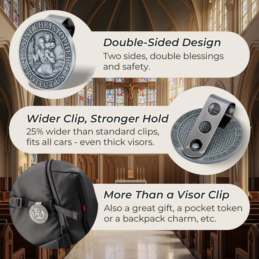RYYOF St Christopher car visor clip front badge securely attached for safety-themed decor