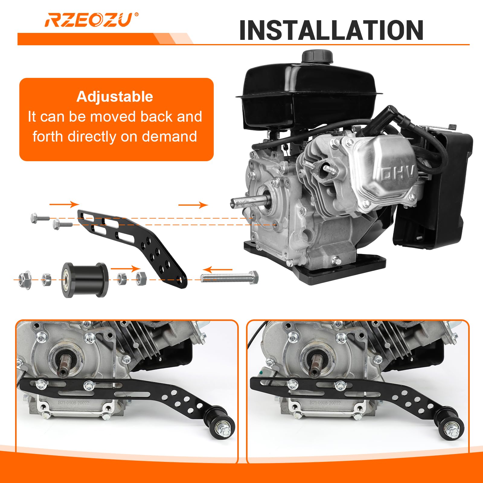 RZEOZU mini bike tensioner bracket with seven mounting holes for adjustable fit