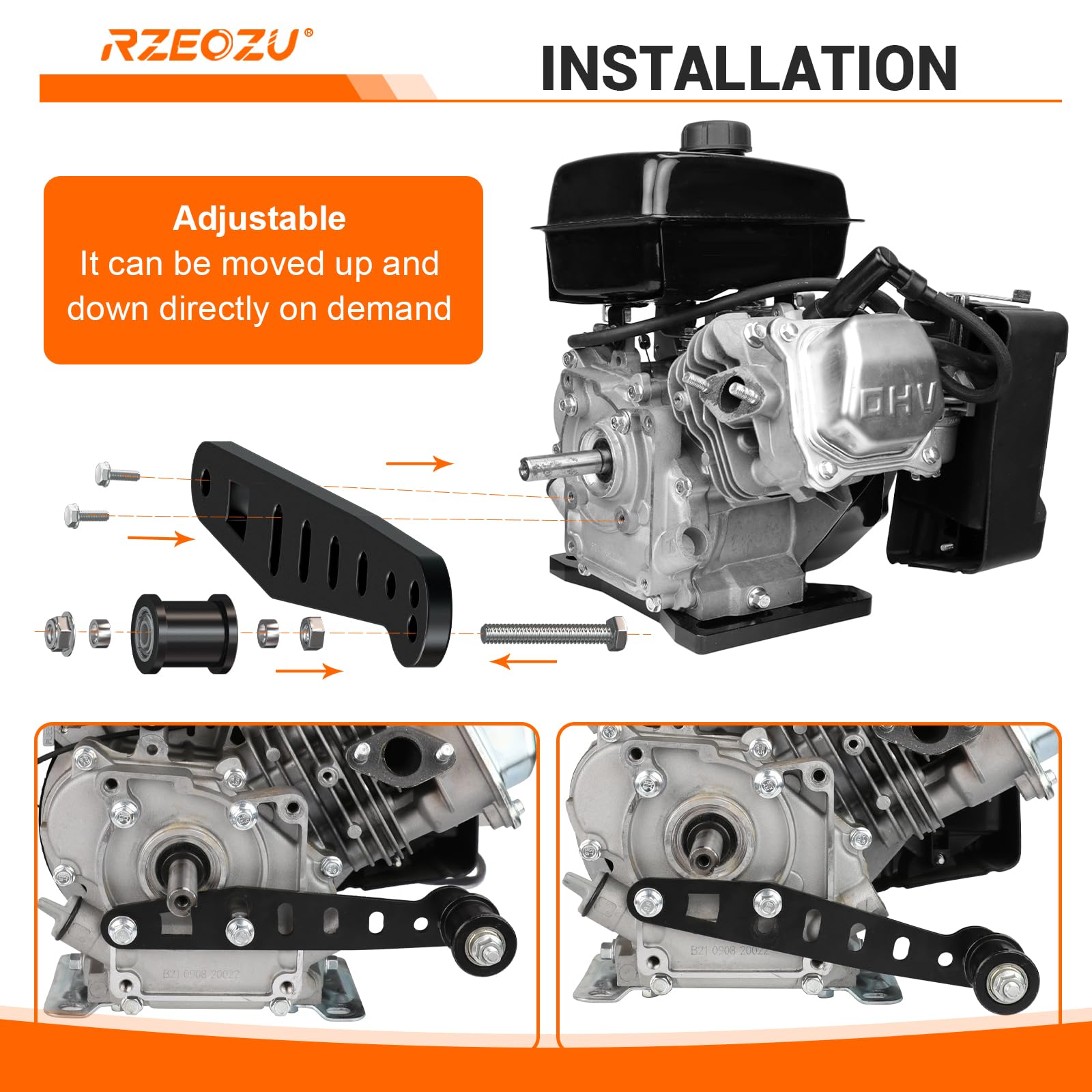 RZEOZU bracket installed on Predator 212 engine shows secure fit