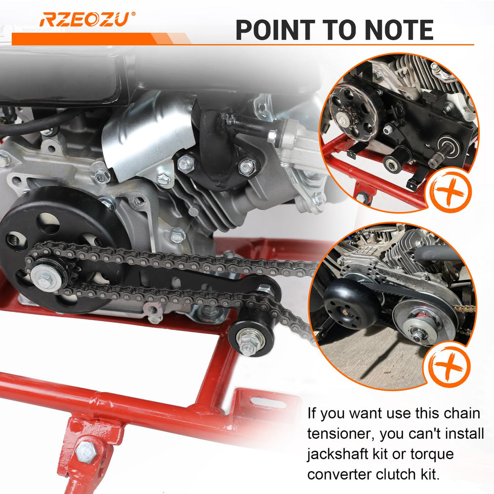 RZEOZU chain tension benefits shown as extended life and reduced slip