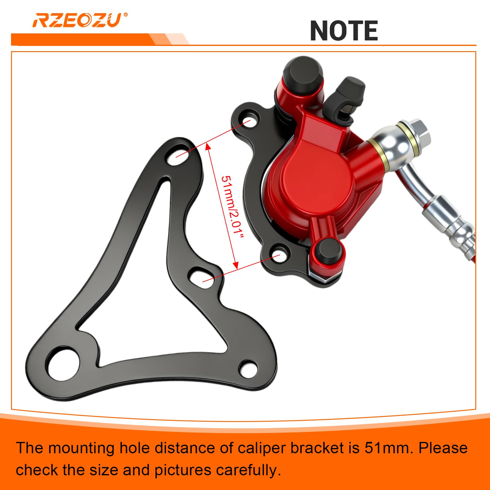 RZEOZU rear brake bracket close-up for precise mounting