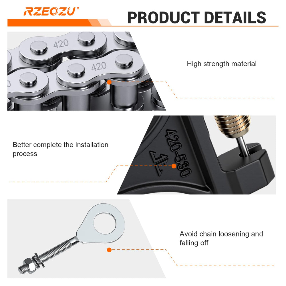 RZEOZU silver drive chain adds sleek look on minibike