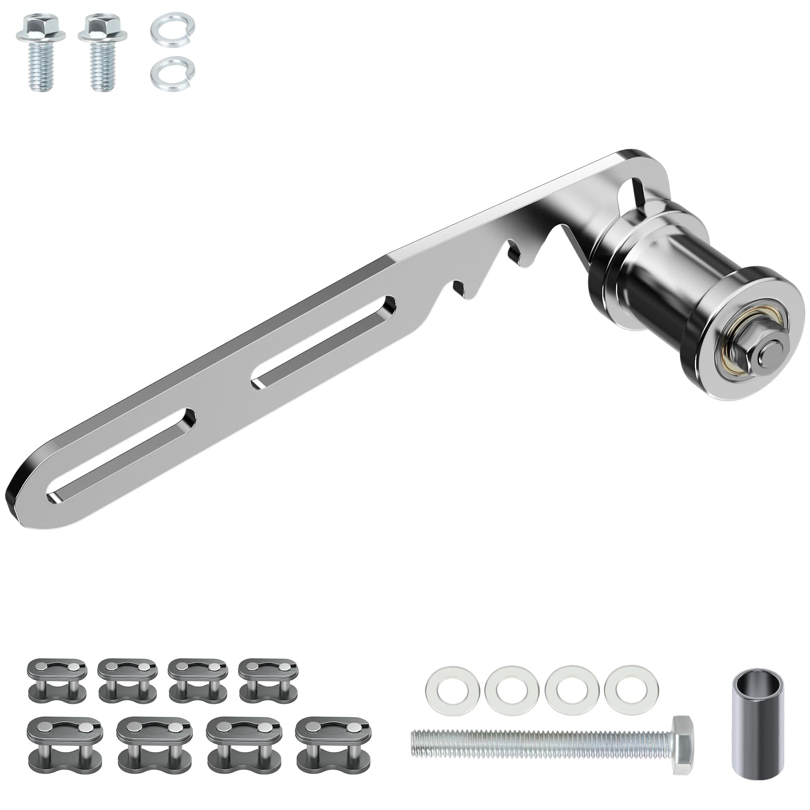 RZEOZU universal mini bike tensioner bracket view showing alignment and function