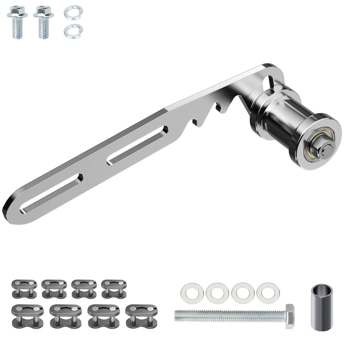 RZEOZU universal mini bike tensioner bracket view showing alignment and function
