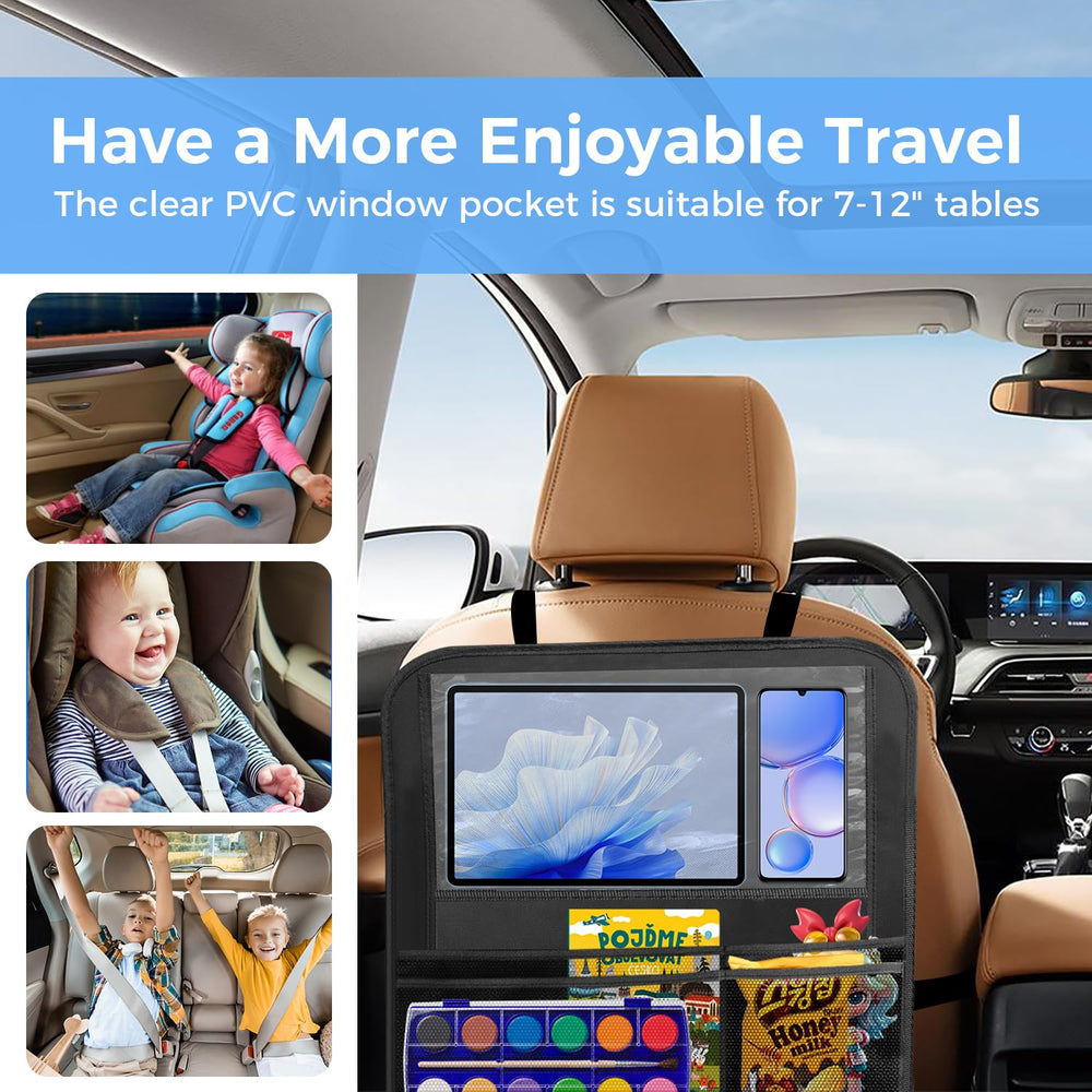 Rzoixuur backseat organizer mesh pockets keep bottles and snacks within easy reach.