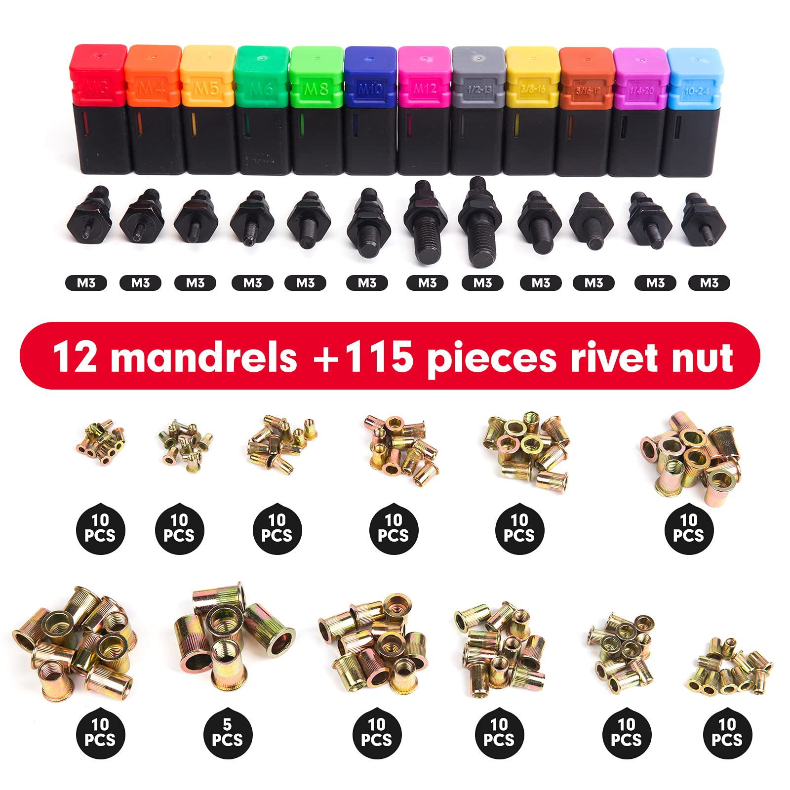 RZX rivet nut tool with ergonomic handles to reduce effort during repeated use.