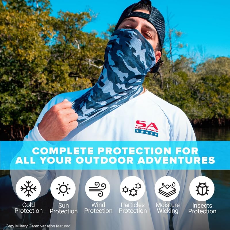 S A Company UV face shield 5-pack worn as neck gaiter for sun and dust protection