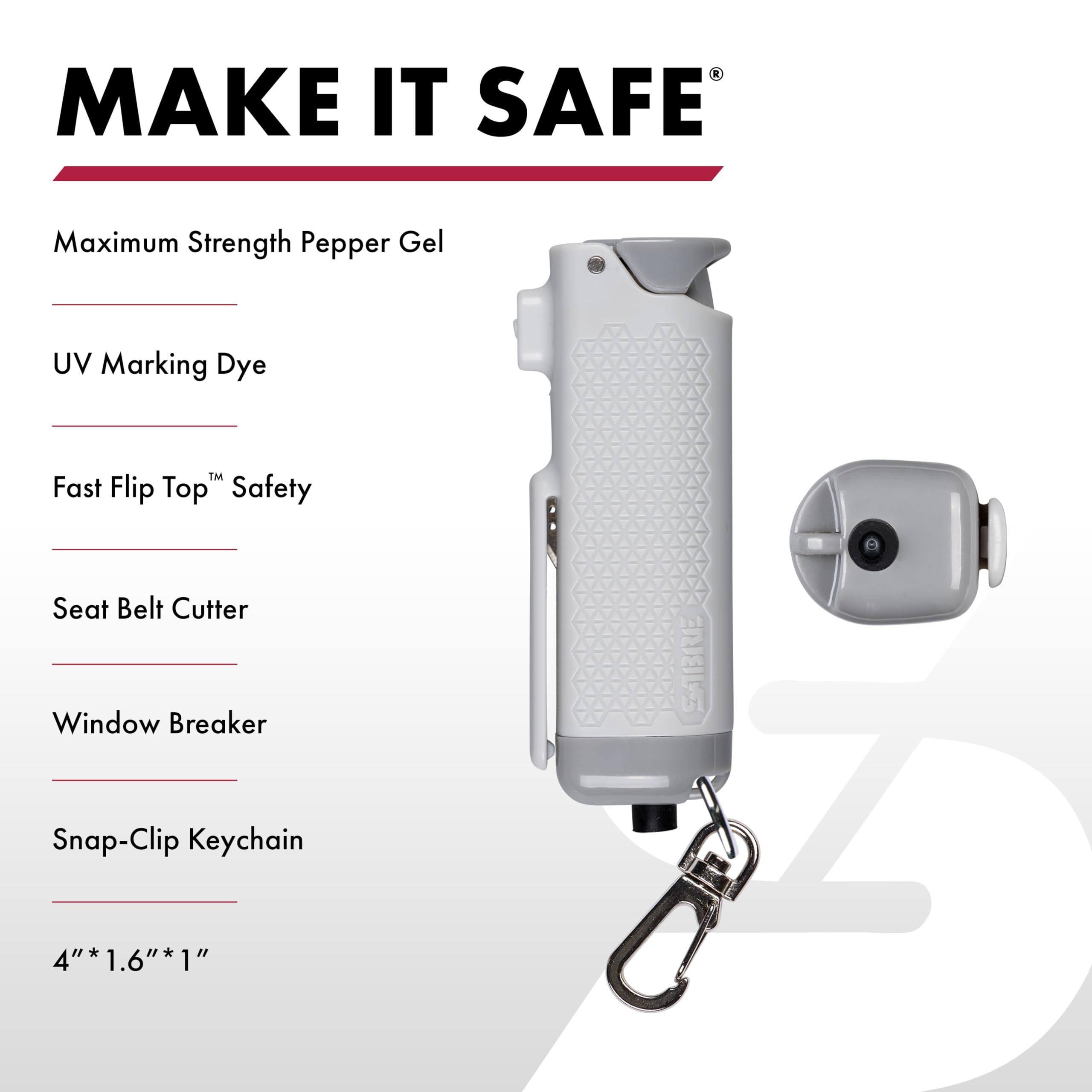 SABRE Safe Escape seatbelt cutter demonstrates quick release during emergencies.