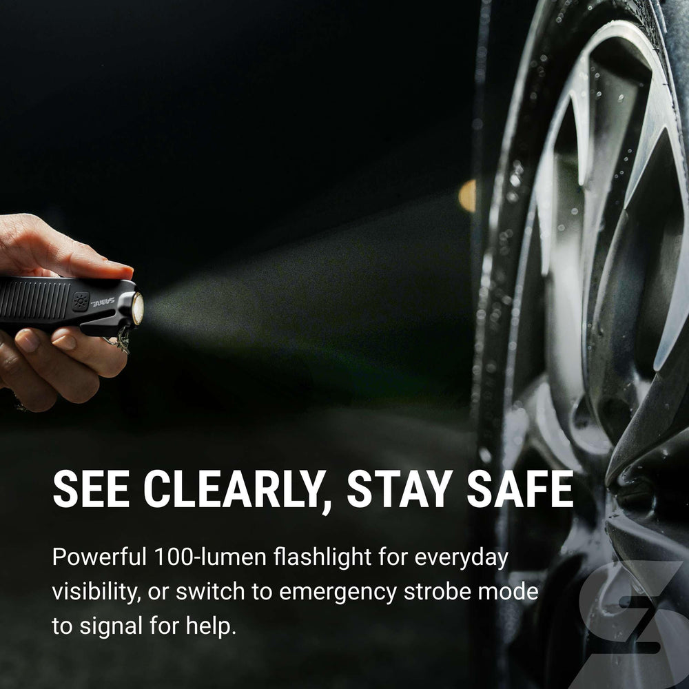 SABRE Safe Escape Tool emergency-kit-ready design supports road-trip preparedness.