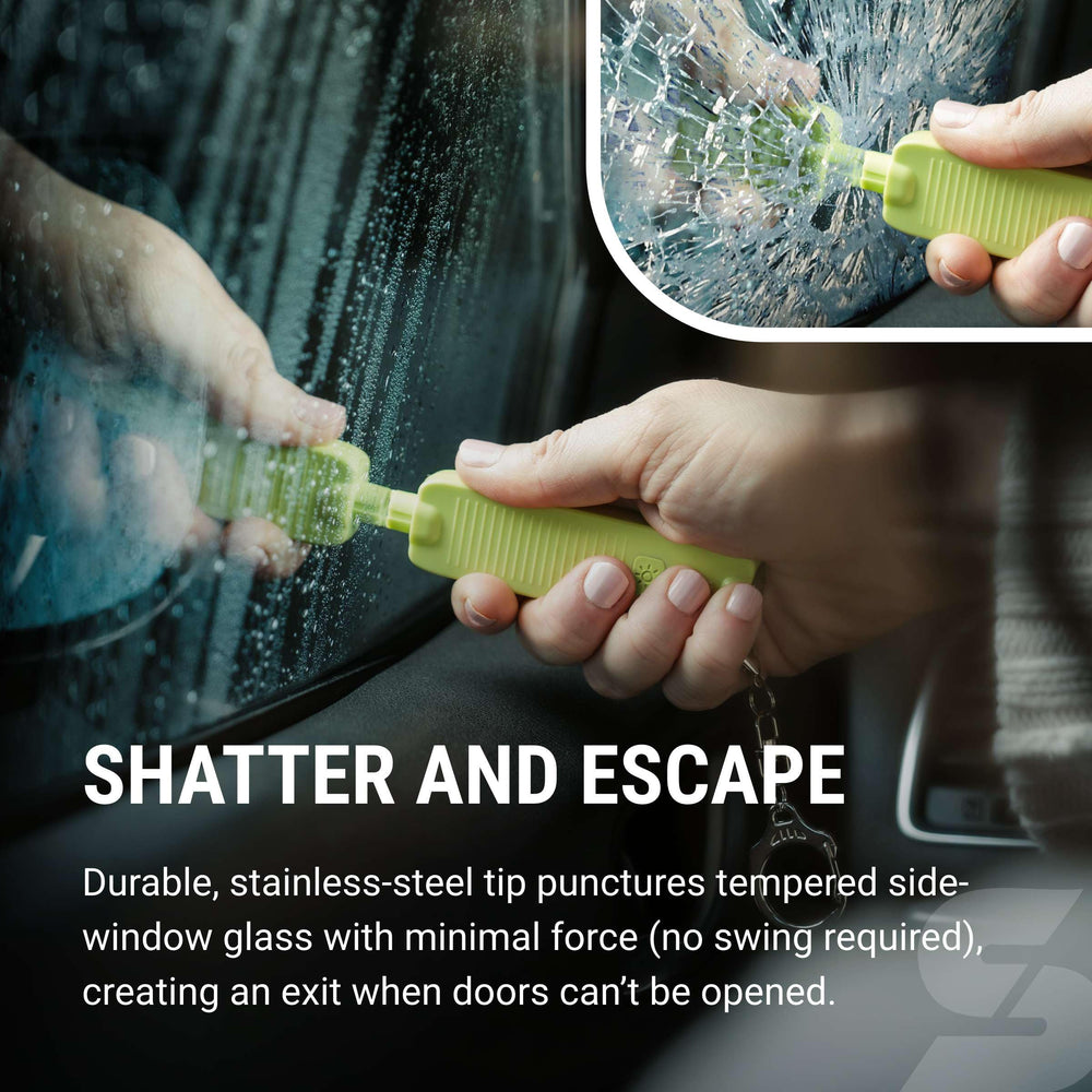 SABRE Safe Escape LED light with 100-lumen brightness for visibility.