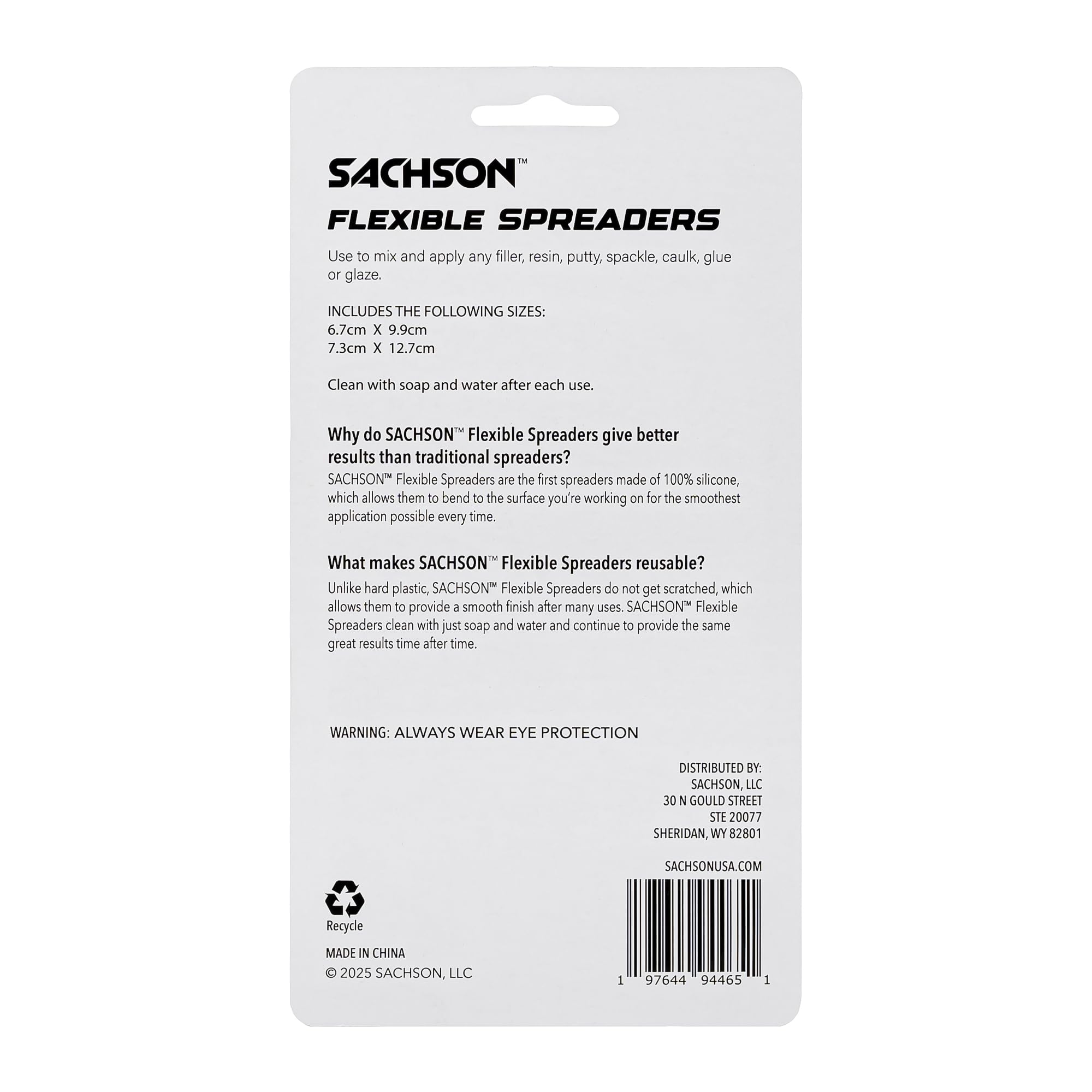 SACHSON spreader features non-stick surface reduces waste on surfaces.