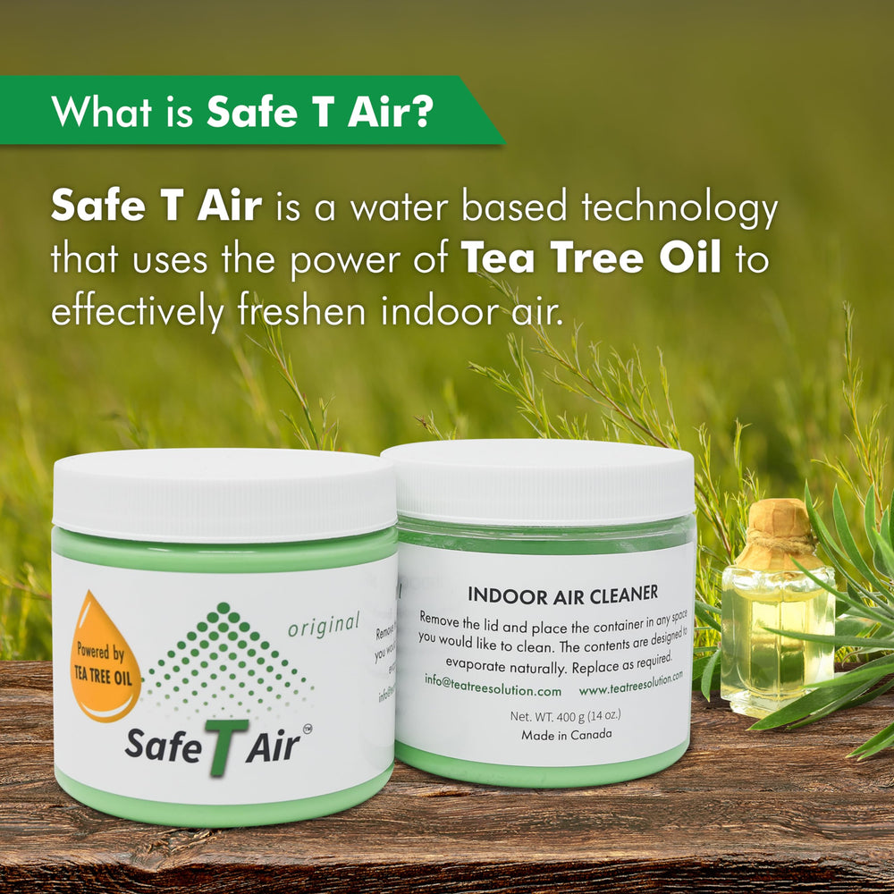 Safe T Air Tea Tree Gel jar on shelf for freshness
