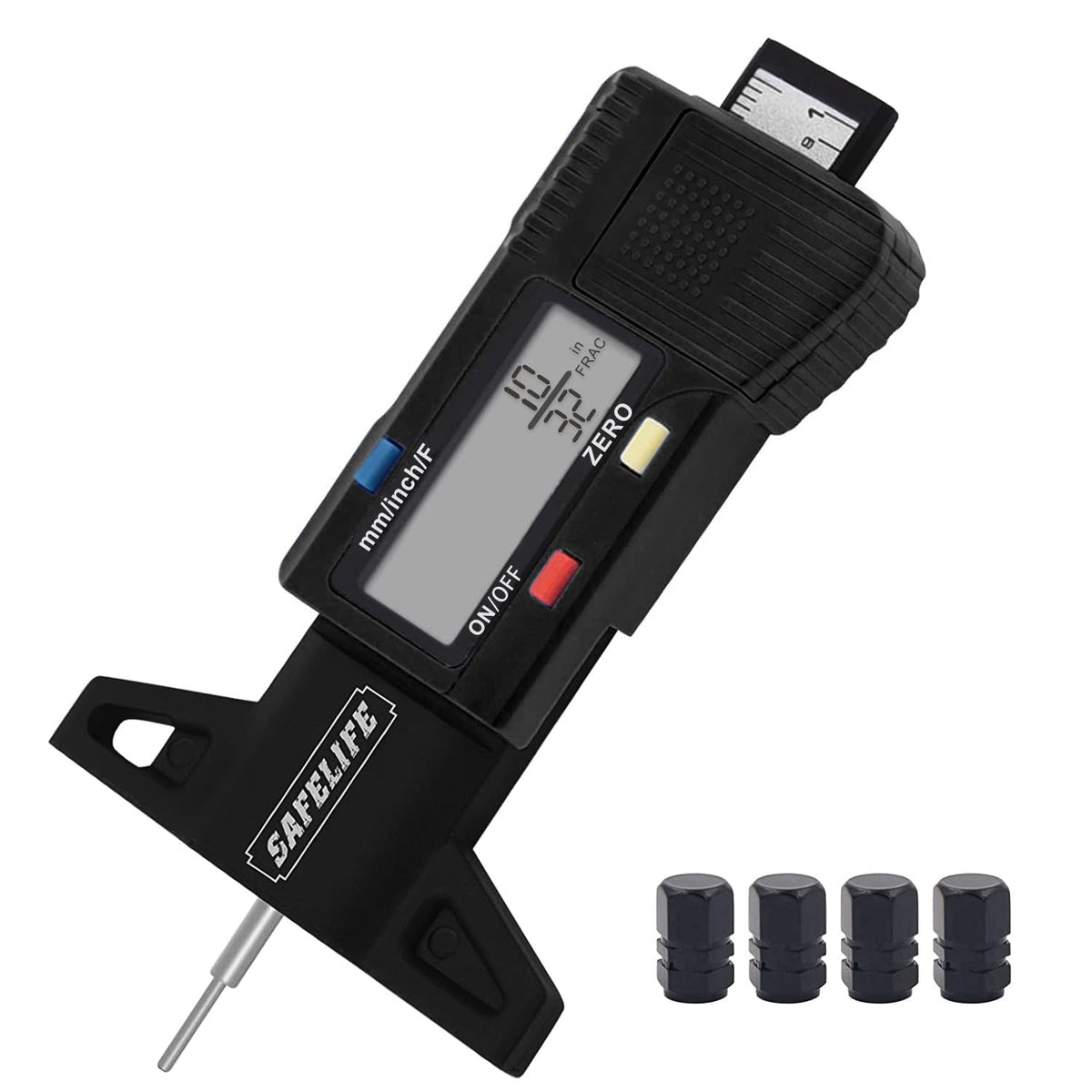 SAFELIFE digital tire tread depth gauge display for accurate measurements
