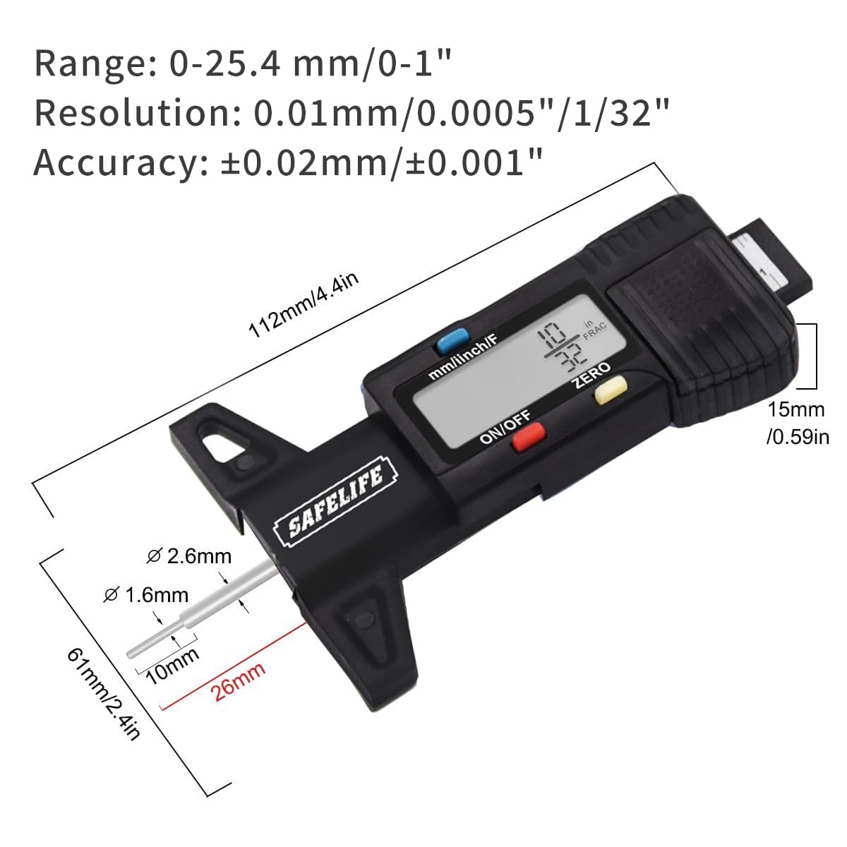SAFELIFE pocket-size gauge fits in a pocket or pouch