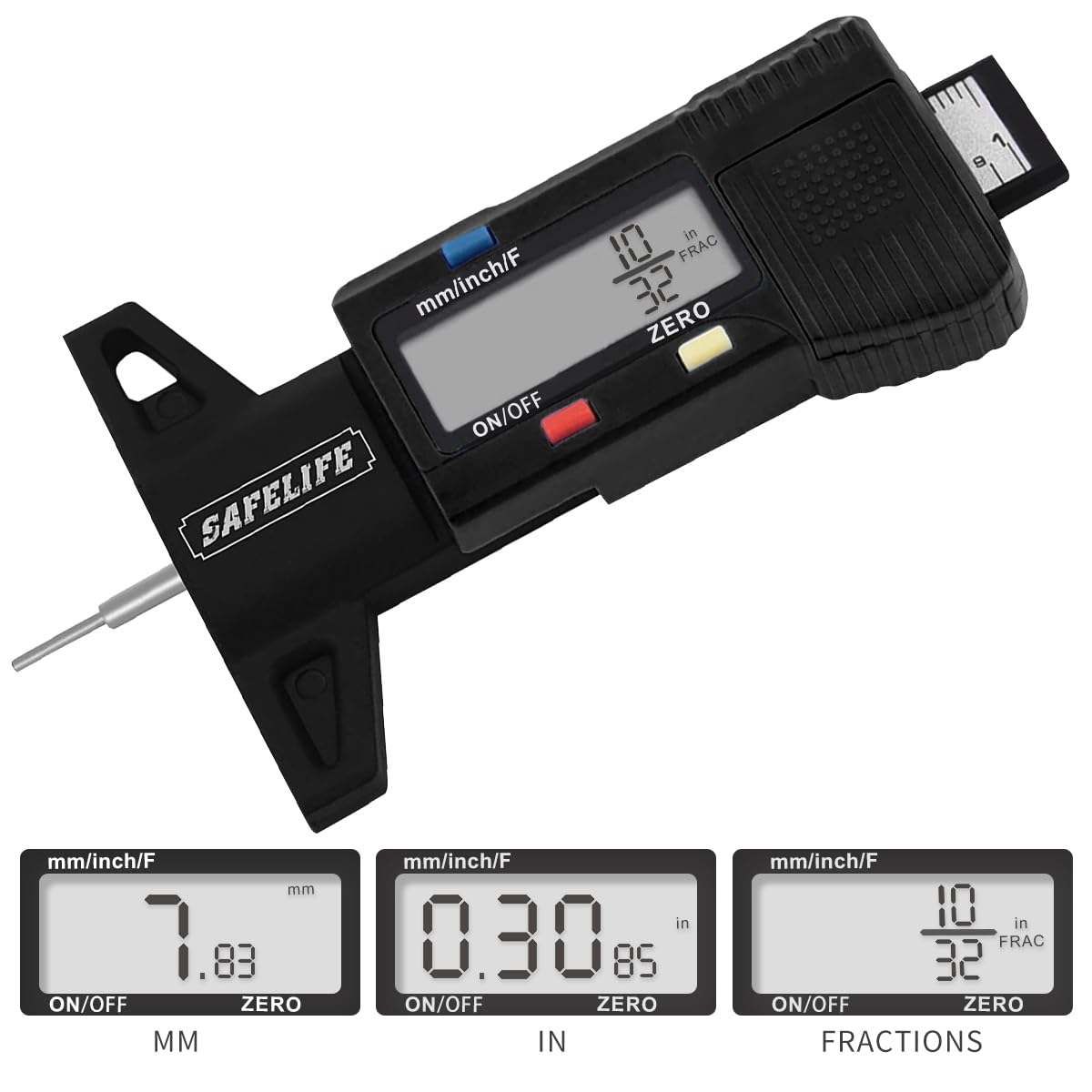 SAFELIFE zeroable depth gauge showing easy zero adjustment