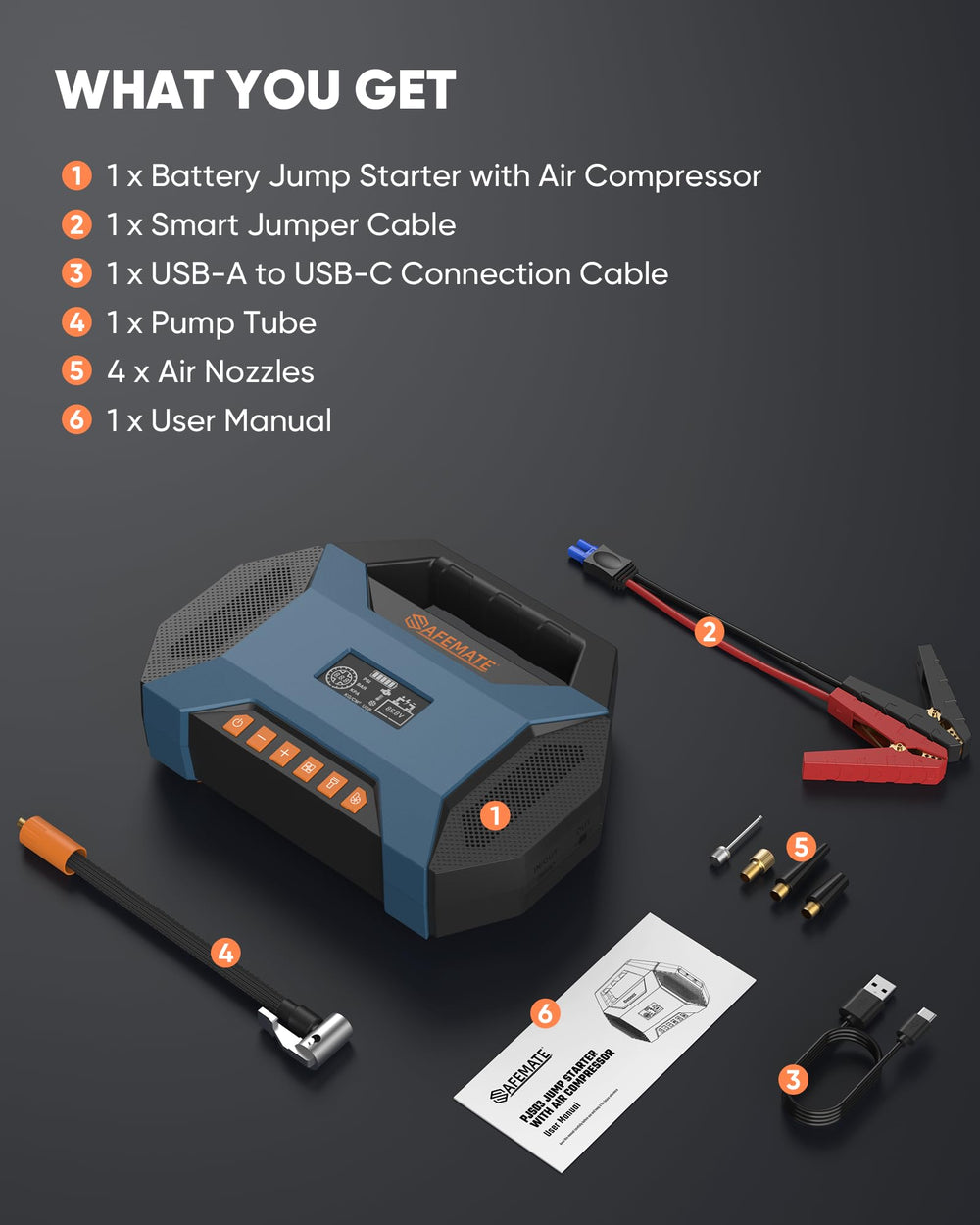 Safemate 2500A compact portable design with sturdy handle for easy trunk storage