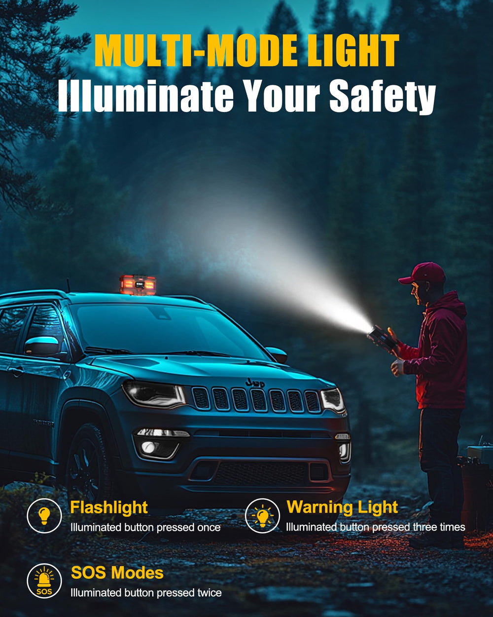 Safemate PJS06 Pro 4000A emergency LED beacon improves roadside safety