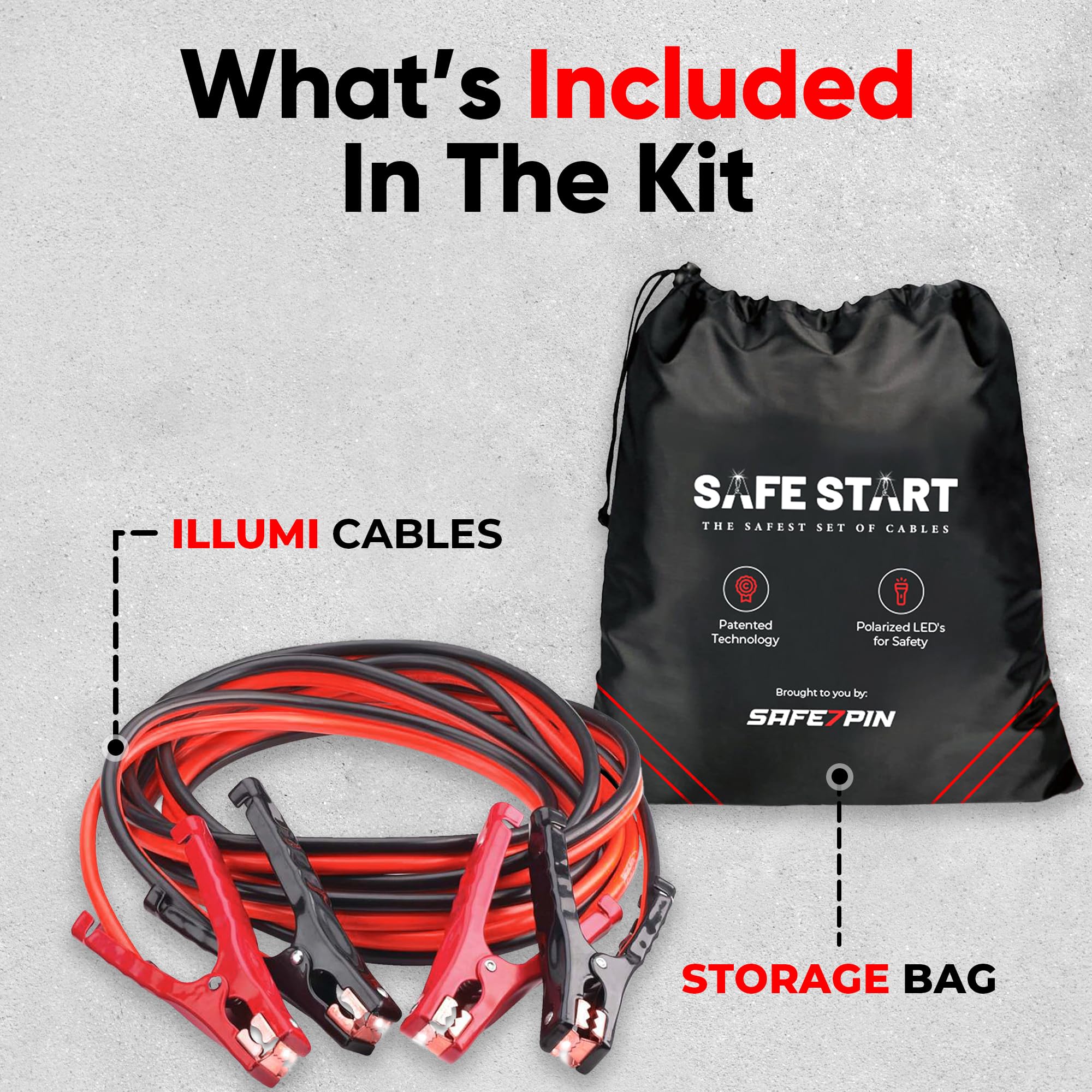 Safe Start Illumi emergency jump kit ready for use in vehicles