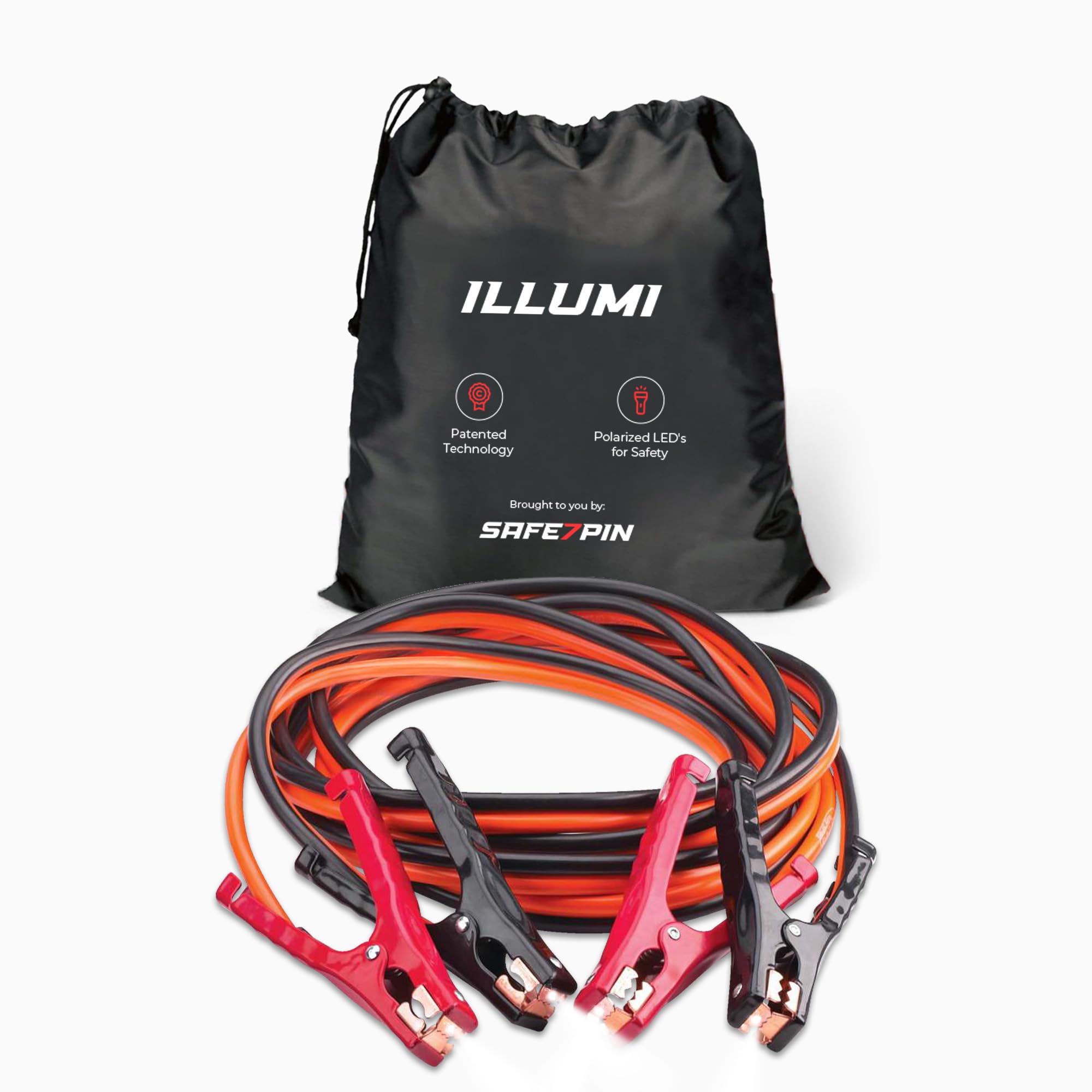 Safe Start Illumi jumper cables with LED indicators illuminate nighttime connections