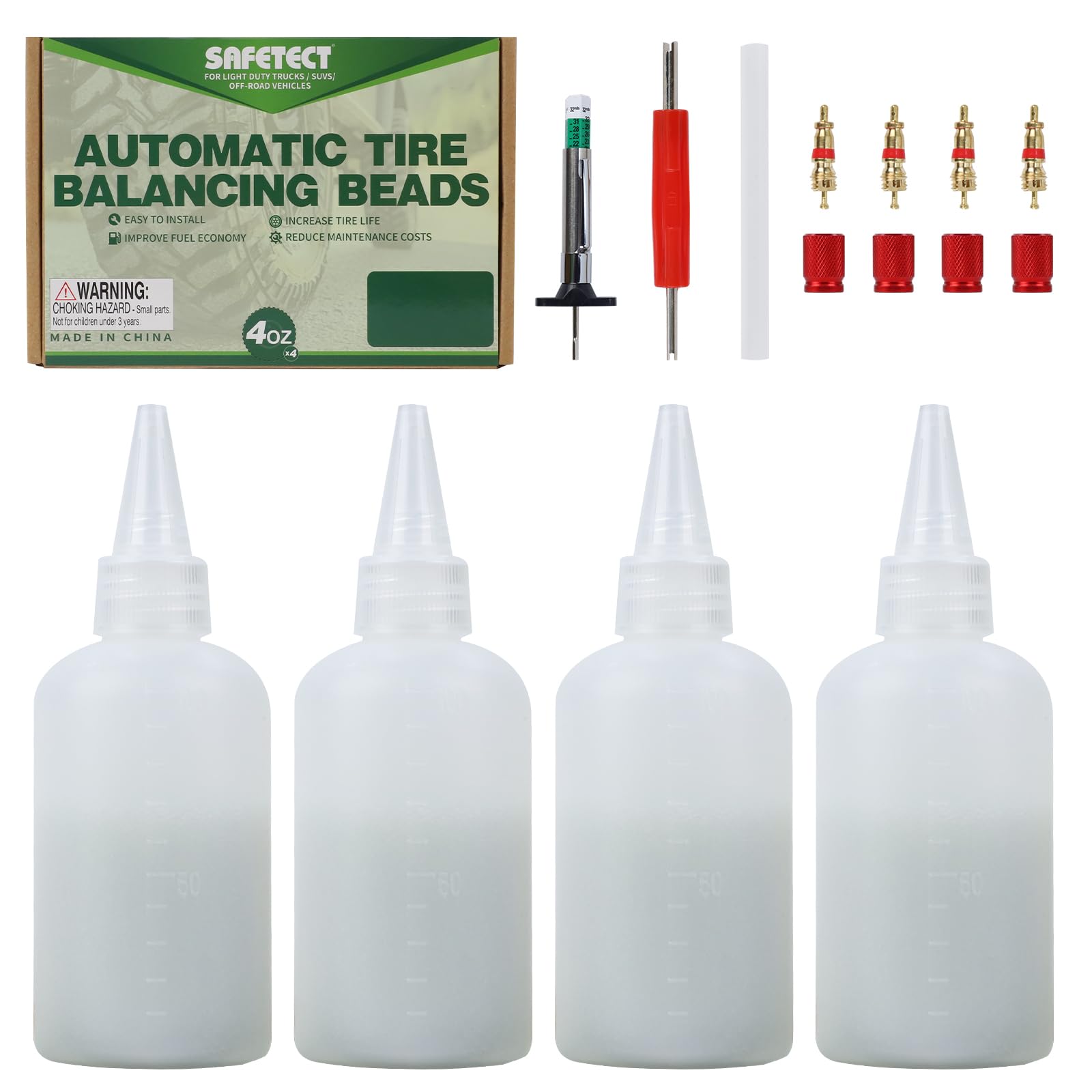 Safetect balance beads bottle for trucks improves tire balance and reduces vibration