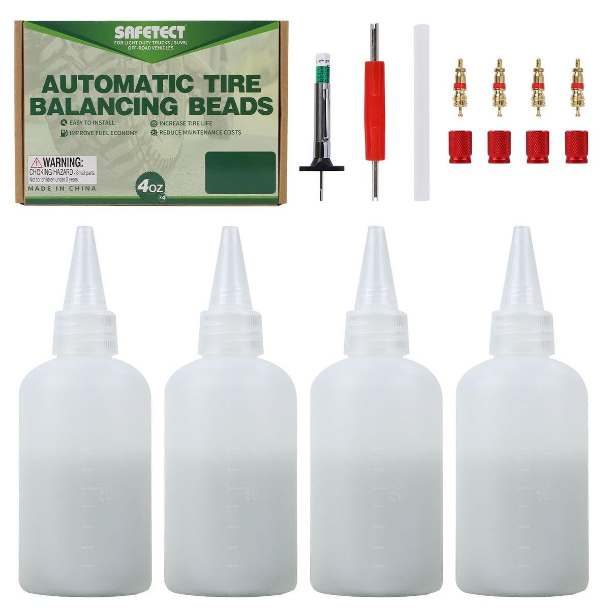 Safetect balance beads bottle for trucks improves tire balance and reduces vibration