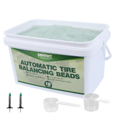 Safetect tire balance beads 288oz container for smoother rides and reduced rolling resistance.