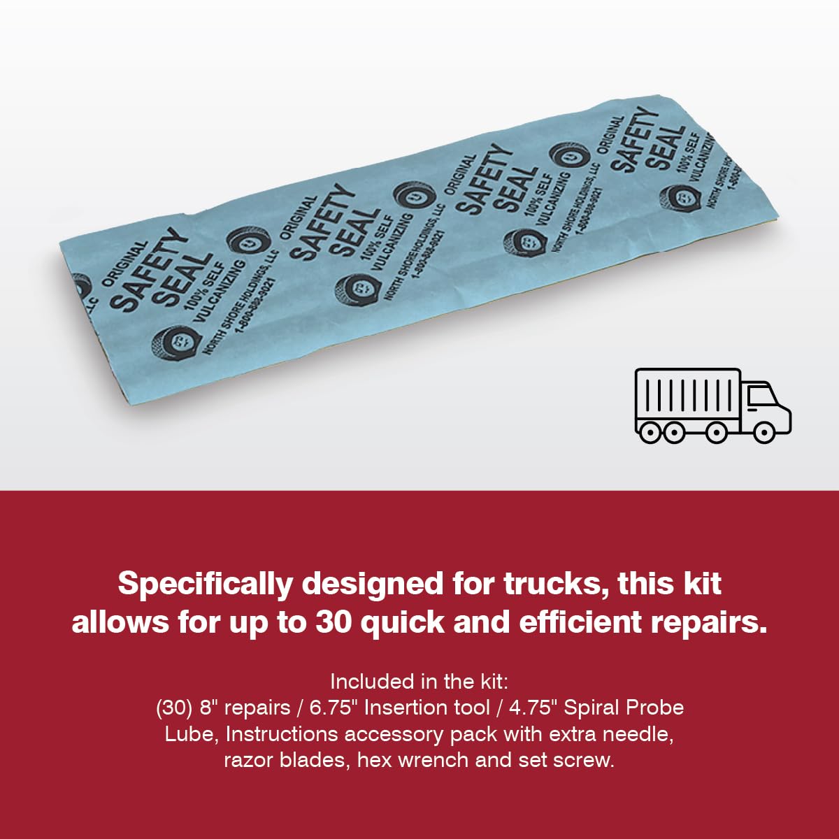 Safety Seal plug refills compatible with standard tire repair tools, enabling simple installation.