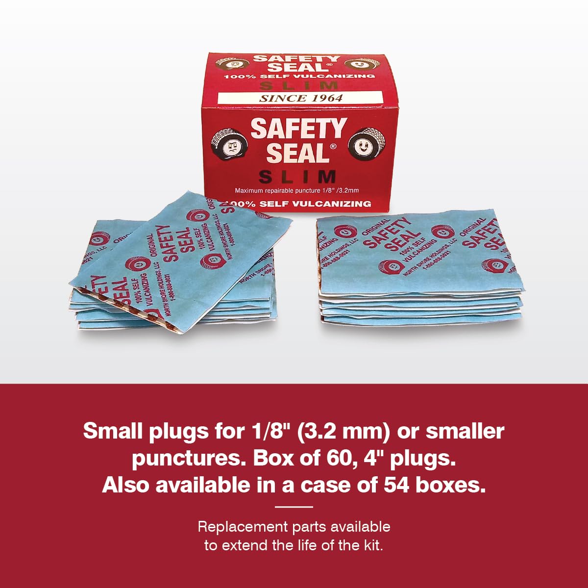 Safety Seal insertion tool with 4-inch slim plug for puncture sealing.